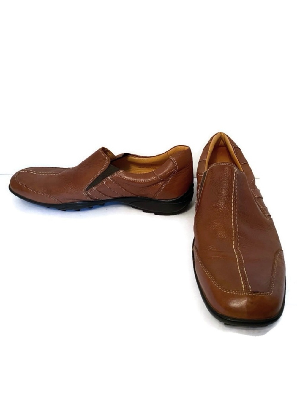 SANDRO MOSCOLONI MENS SHOES BROWN LEATHER SLIP ONS LOAFERS SIZE 11 D